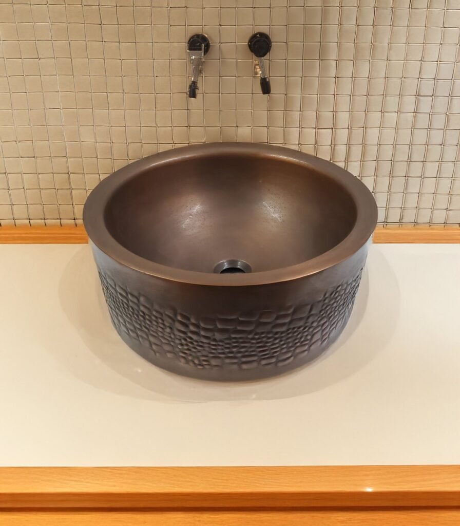 Handcrafted Luxury Embossed Black Antique Copper Kitchen Sink