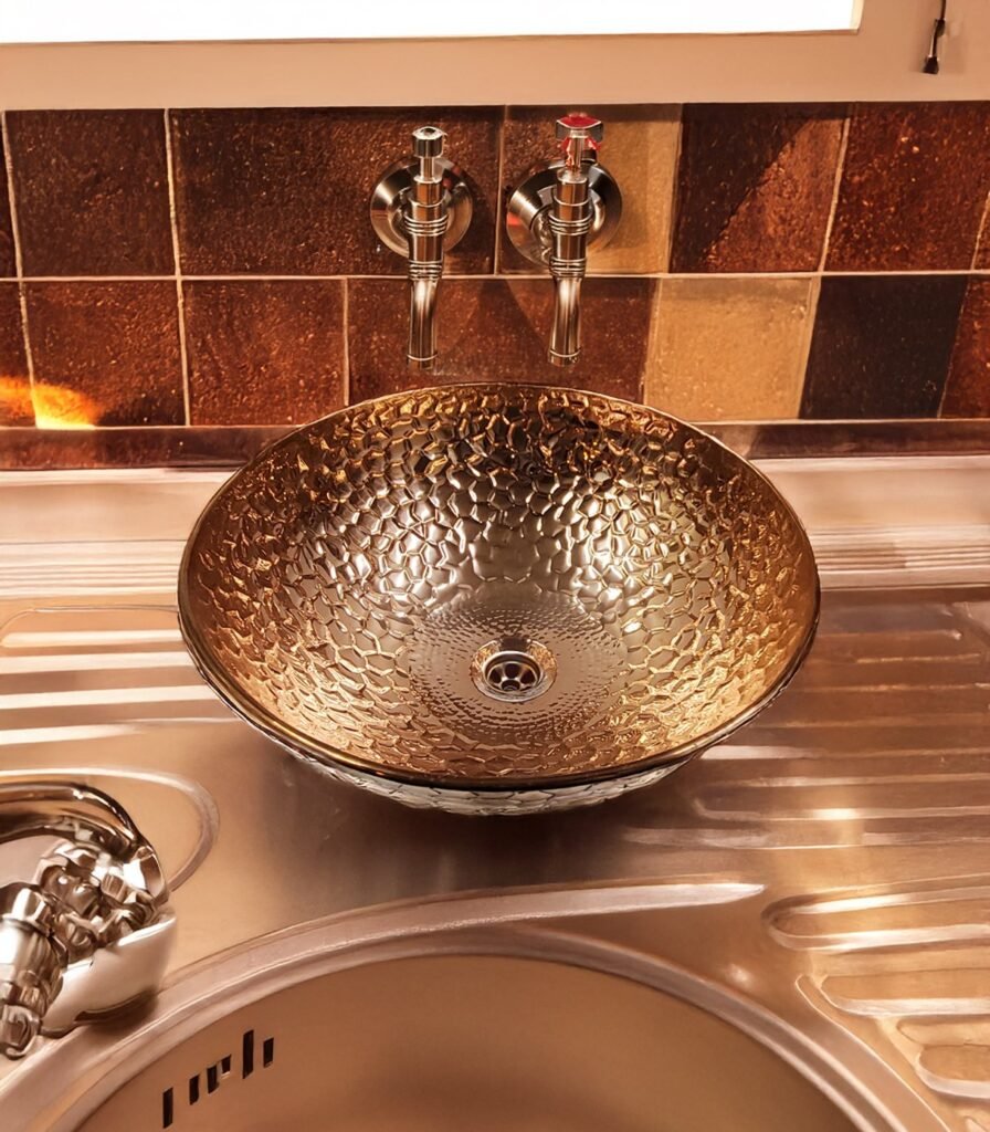 Modern Meets Classic Round Embossed Copper Craft Sink