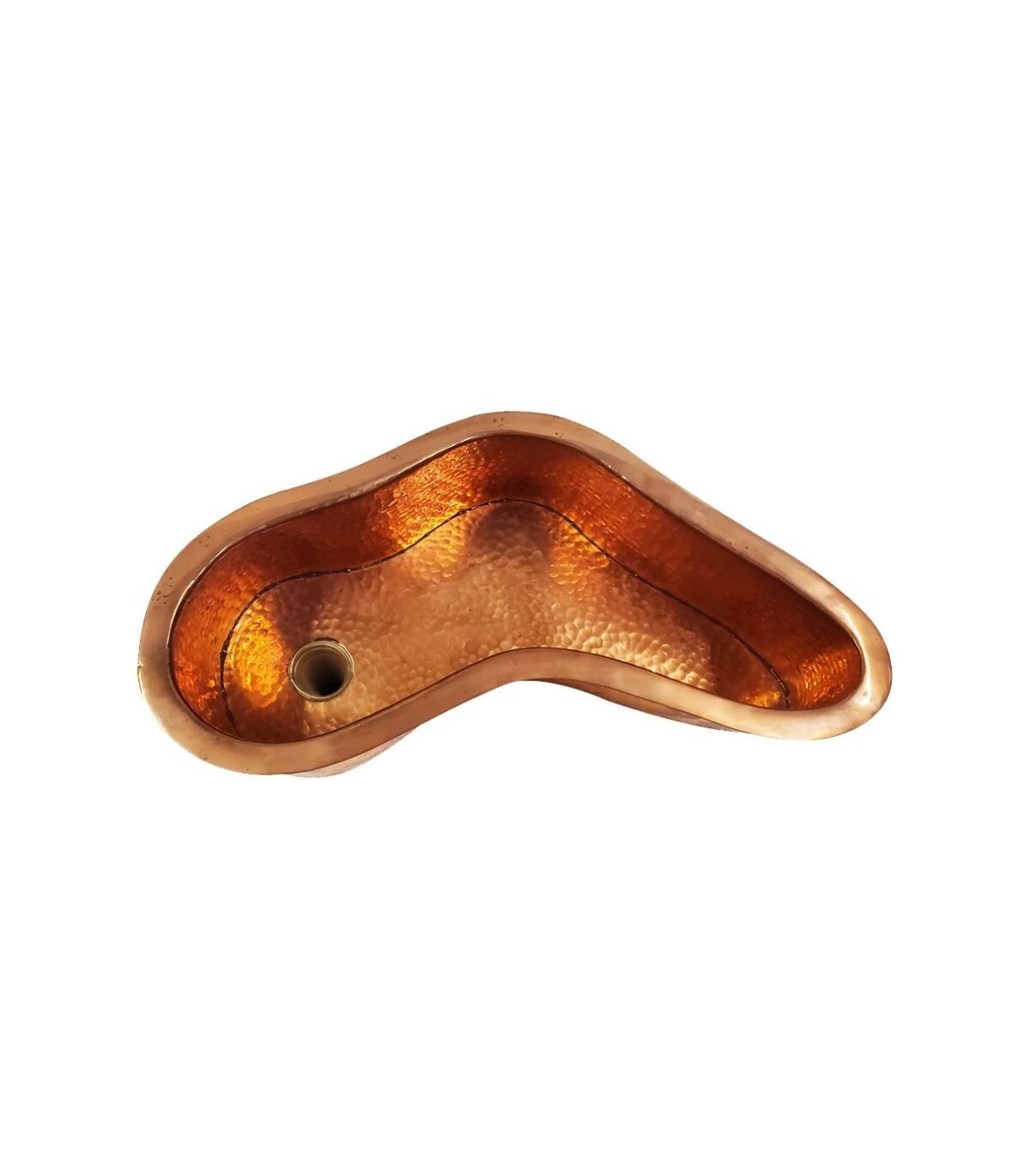 Hammered Copper Design Unique Amoeba Shape Copper Kitchen Sink