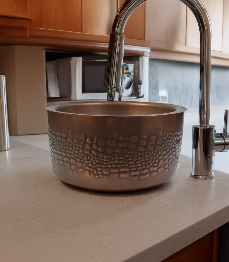 Handcrafted Luxury Embossed Black Antique Copper Kitchen Sink