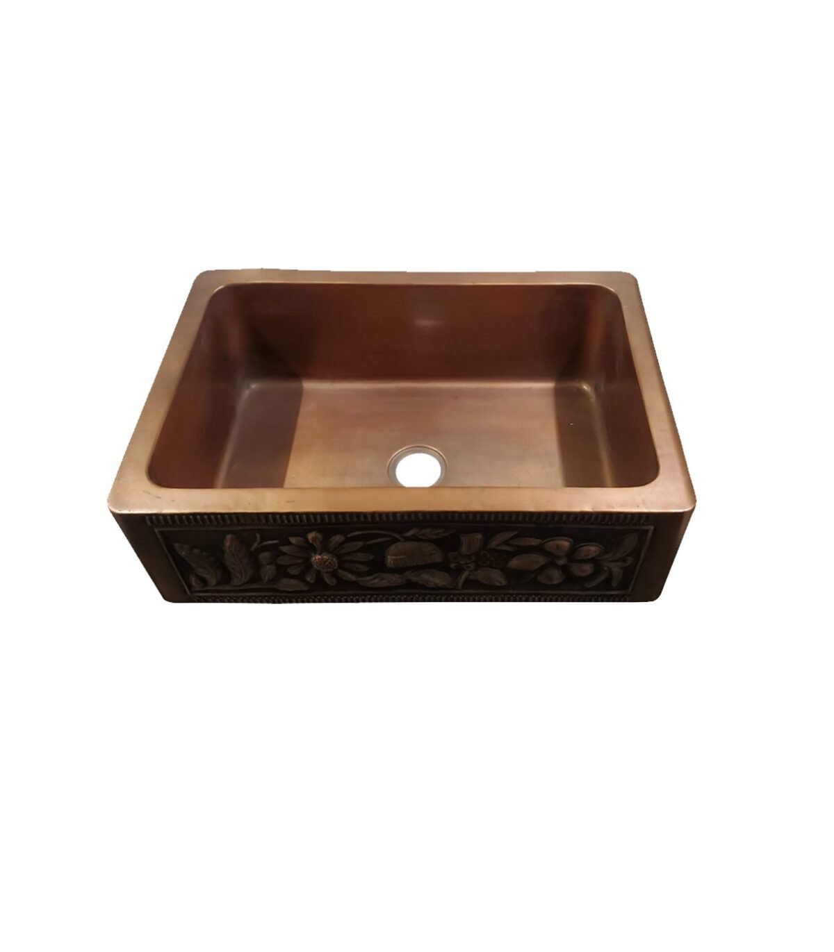 Handcrafted Copper Vintage Design Embossed Copper Kitchen Sink