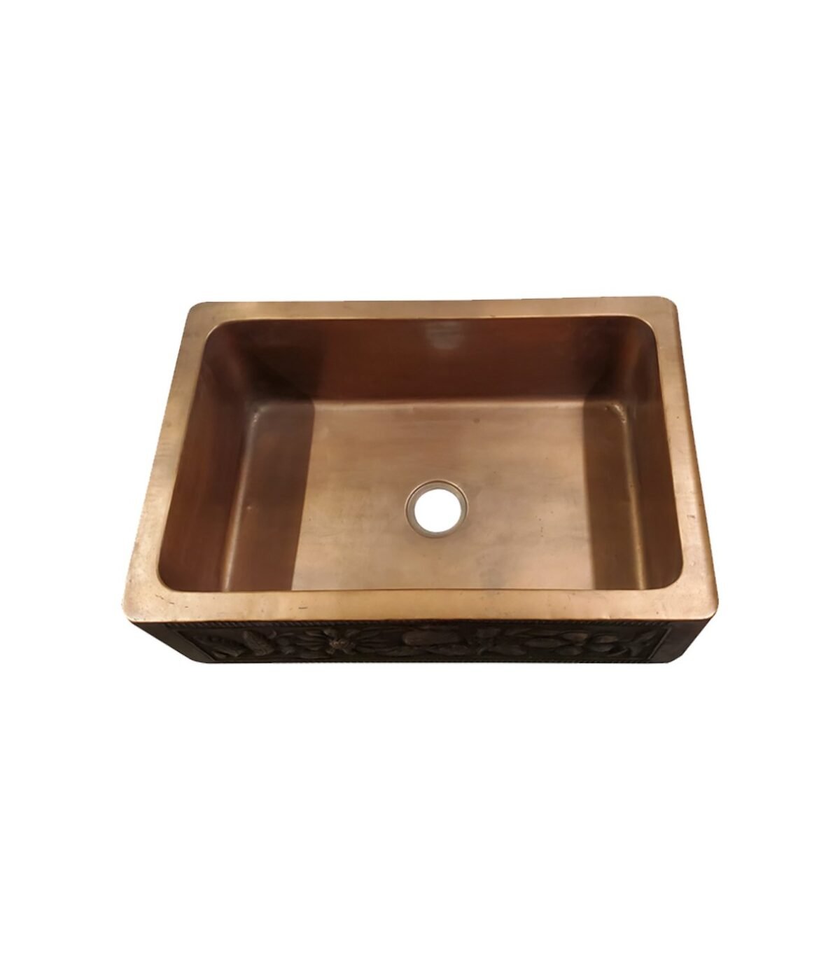 Handcrafted Copper Vintage Design Embossed Copper Kitchen Sink