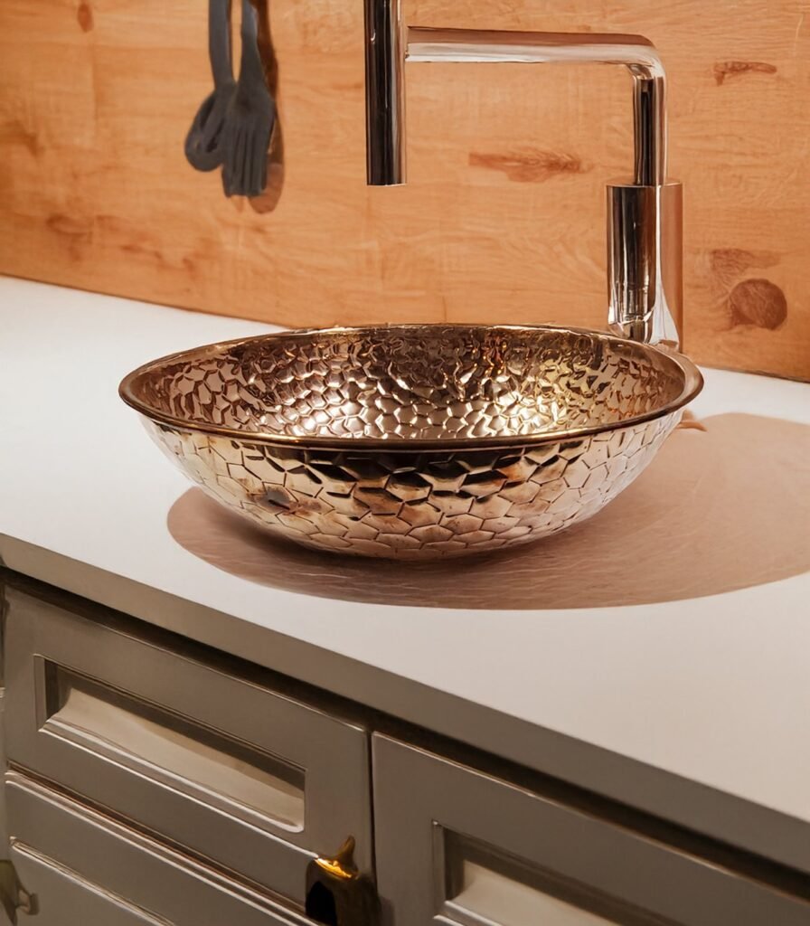 Modern Meets Classic Round Embossed Copper Craft Sink