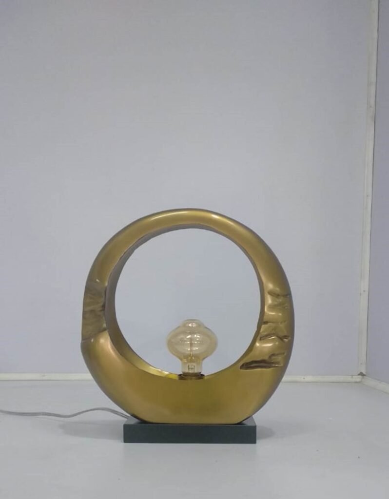Alum Gold Finish Modern Vintage Design Globo Table Lamp perfect for desks, bedside tables
