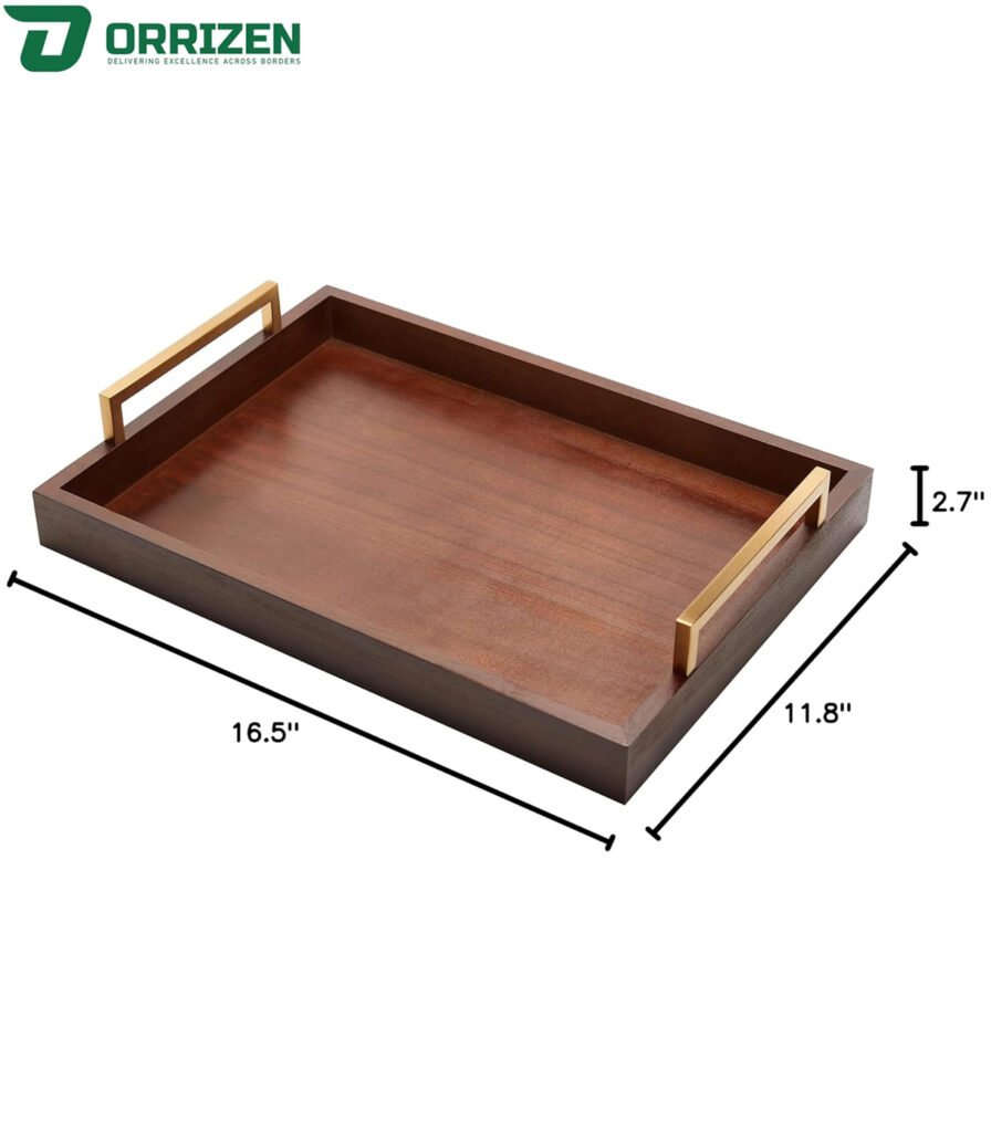 Handcrafted Acacia Tray Walnut Finish
