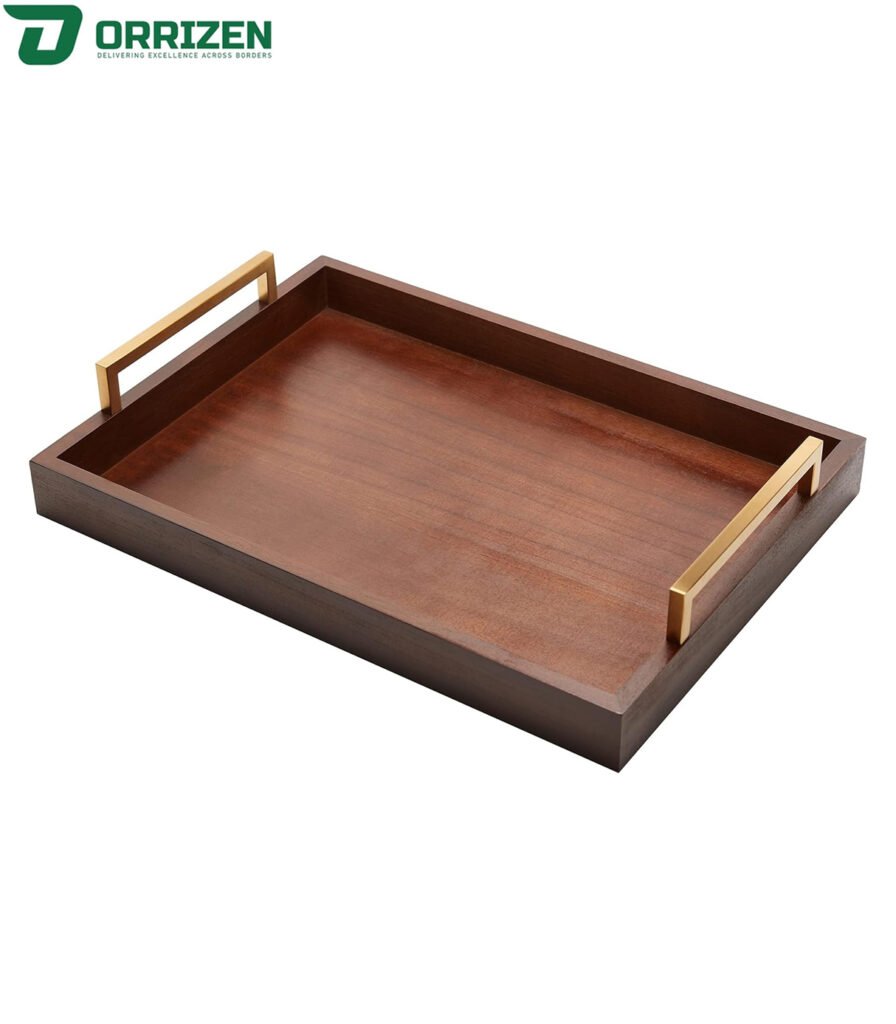 Handcrafted Acacia Tray Walnut Finish