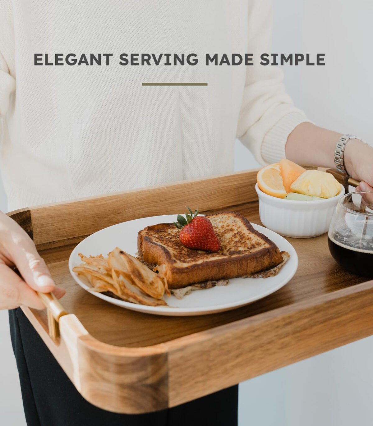 Natural Acacia Wood Tray with Handles – Perfect for Serving & Display