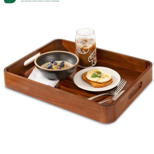 Elegant Acacia Wooden Tray – Ideal for Breakfast in Bed or Entertaining