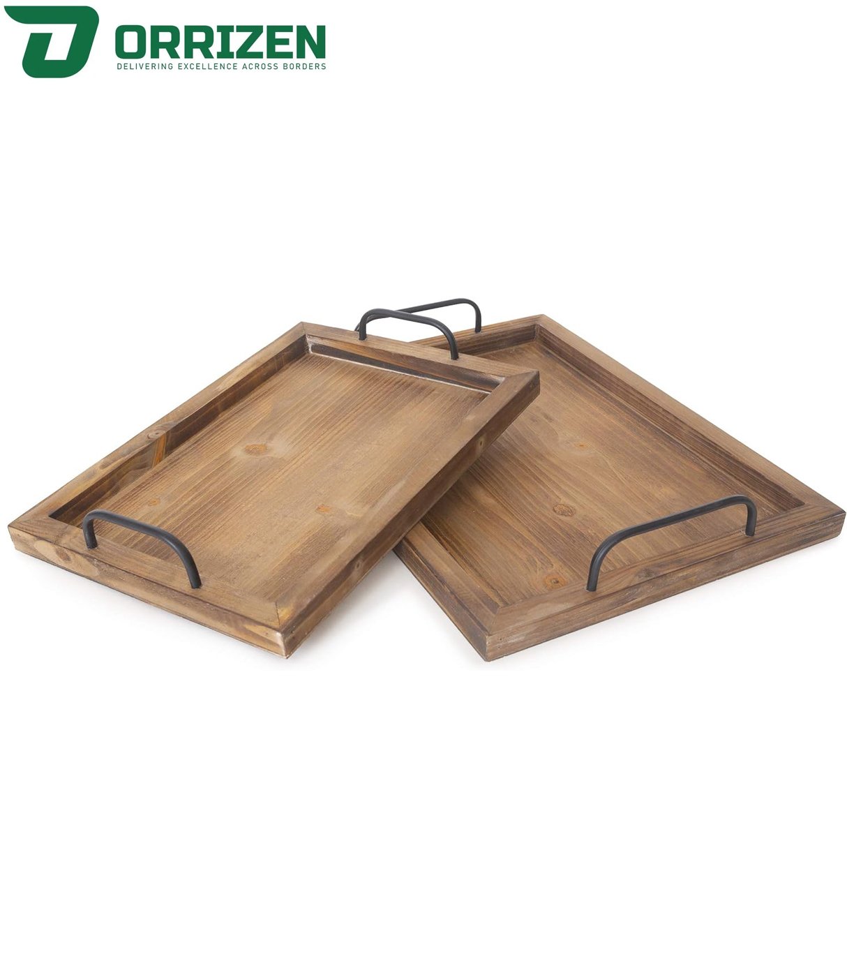 Acacia Wood Tray with Contemporary Design S/2 – An Elegant Touch to Your Space