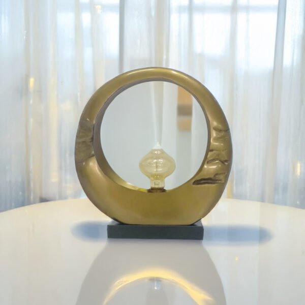 Alum Gold Finish Modern Vintage Design Globo Table Lamp perfect for desks, bedside tables