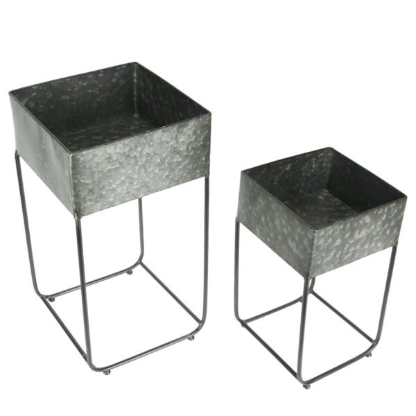 Iron Galvanized Natural Plant Stand Stylish Lightweight for Home Office or Garden Enhancement