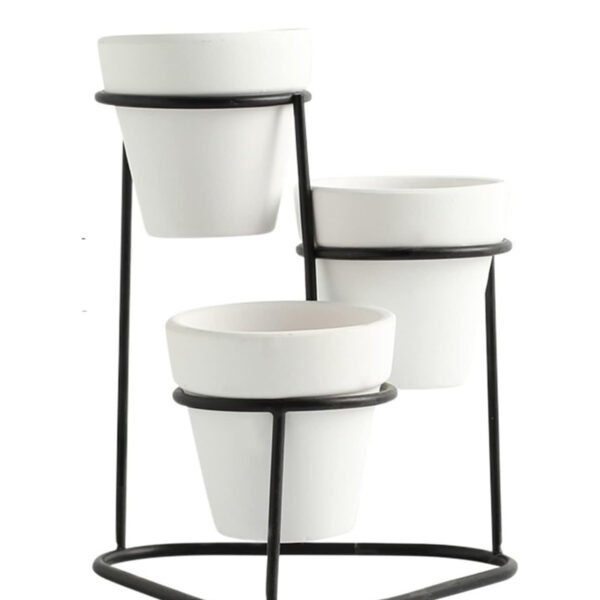 Lightweight Plant Stand Matt Black & White Finish Is a Stylish for Plants Perfect for Enhancing Home Office, Patio, or Garden.