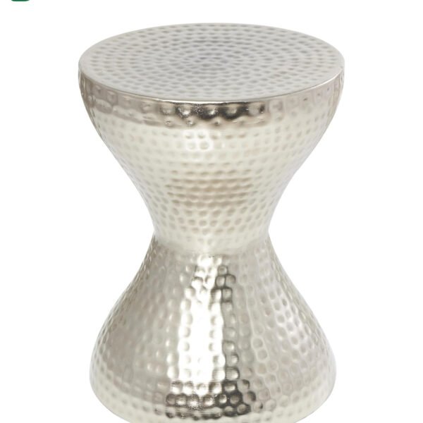 Iron Craft Hammered Silver Plated Drum Side Table Versatile piece designed to enhance